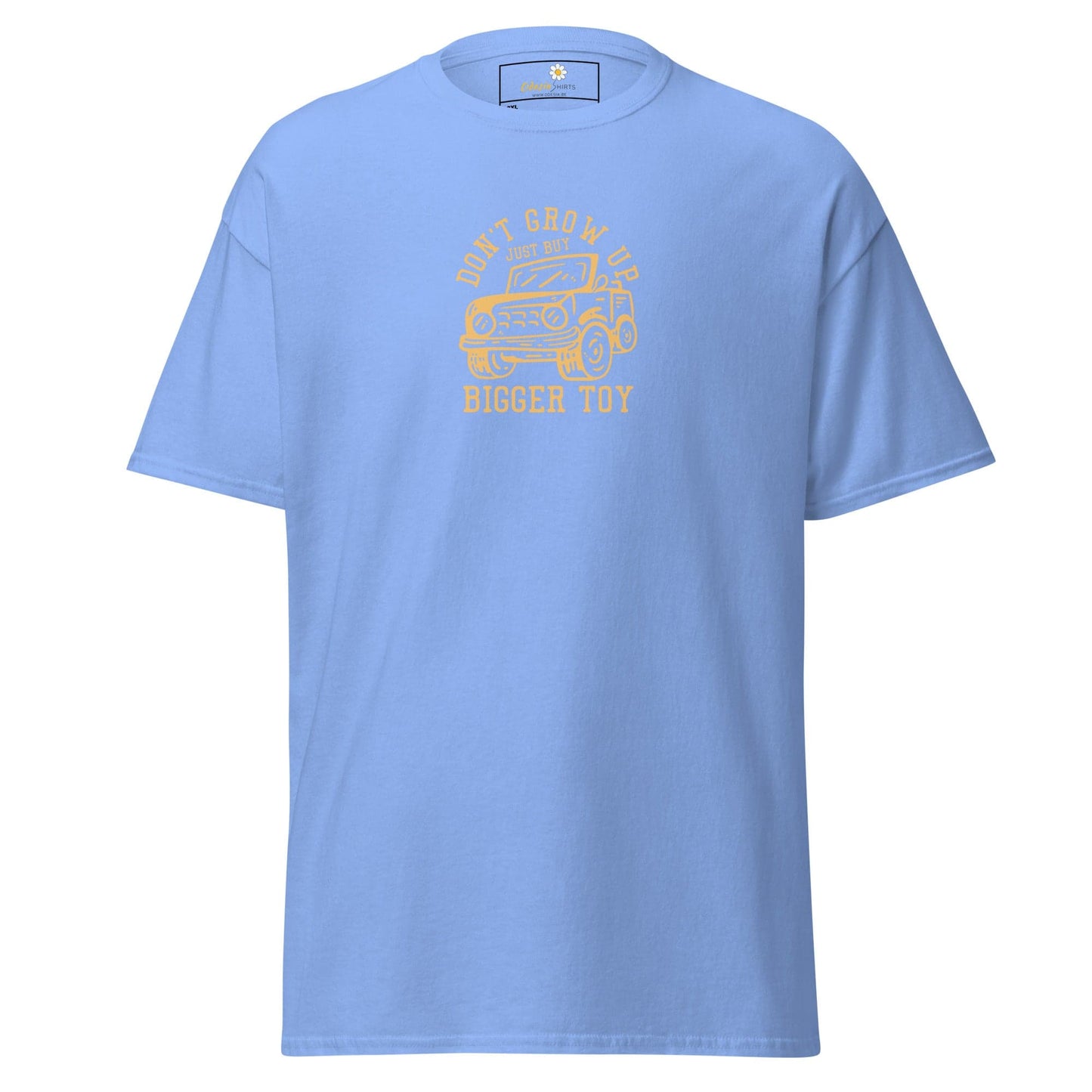 Light blue t-shirt.