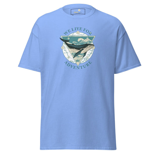 Light blue T-shirt with whale graphic for Men and Women in 2XL to 5XL sizes