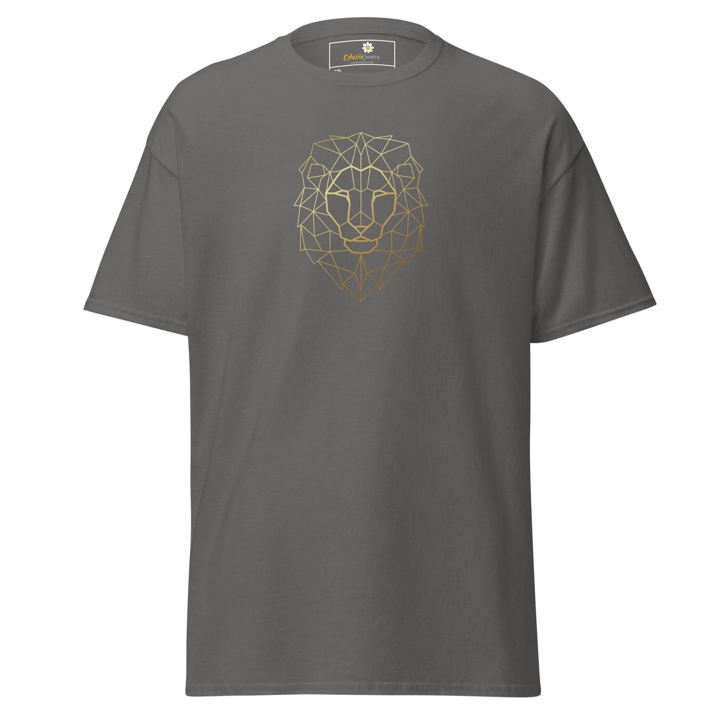 Gray T-shirt with geometric lion design for Men and Women in 2XL to 5XL sizes