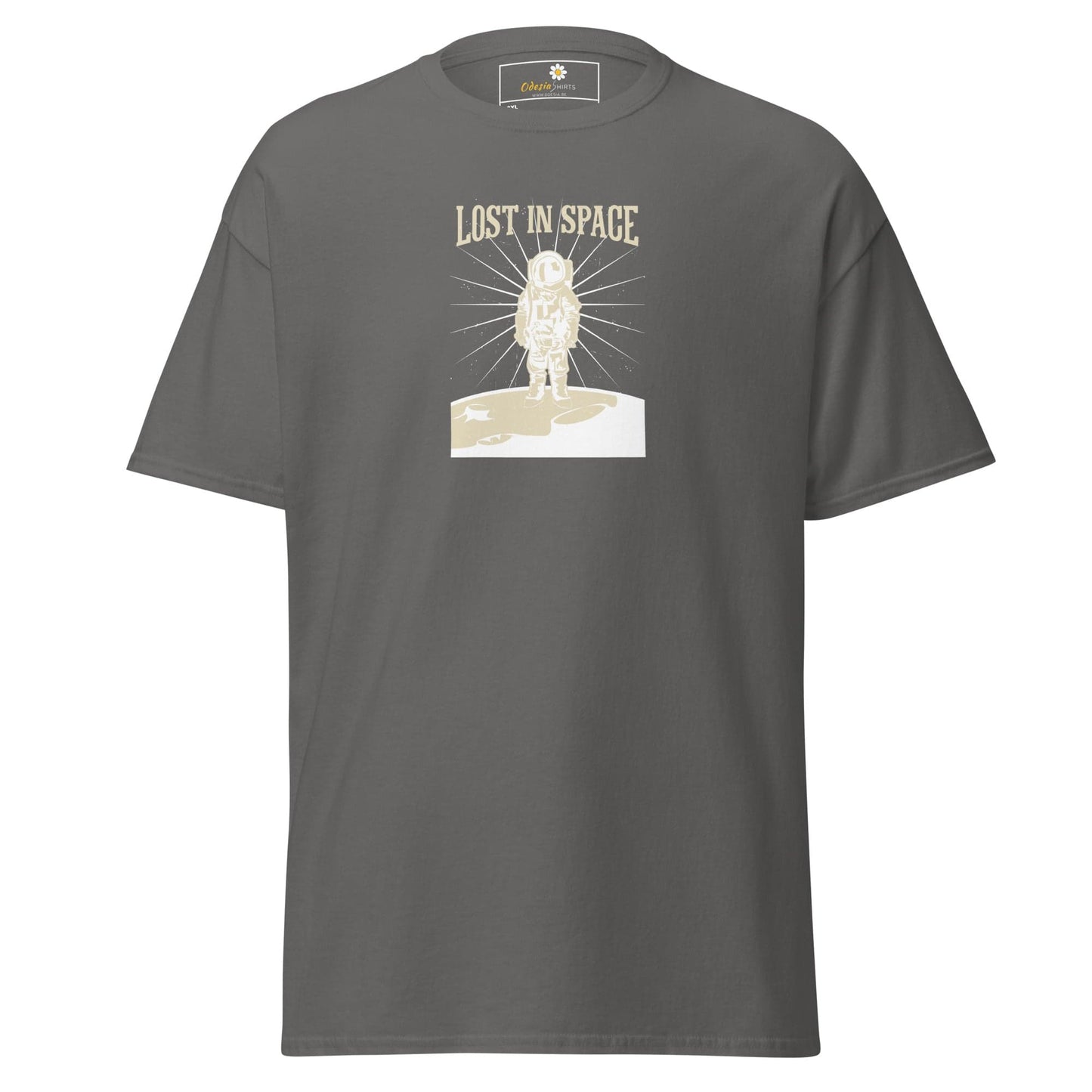 Gray T-shirt with astronaut graphic for men and women in 2XL to 5XL sizes