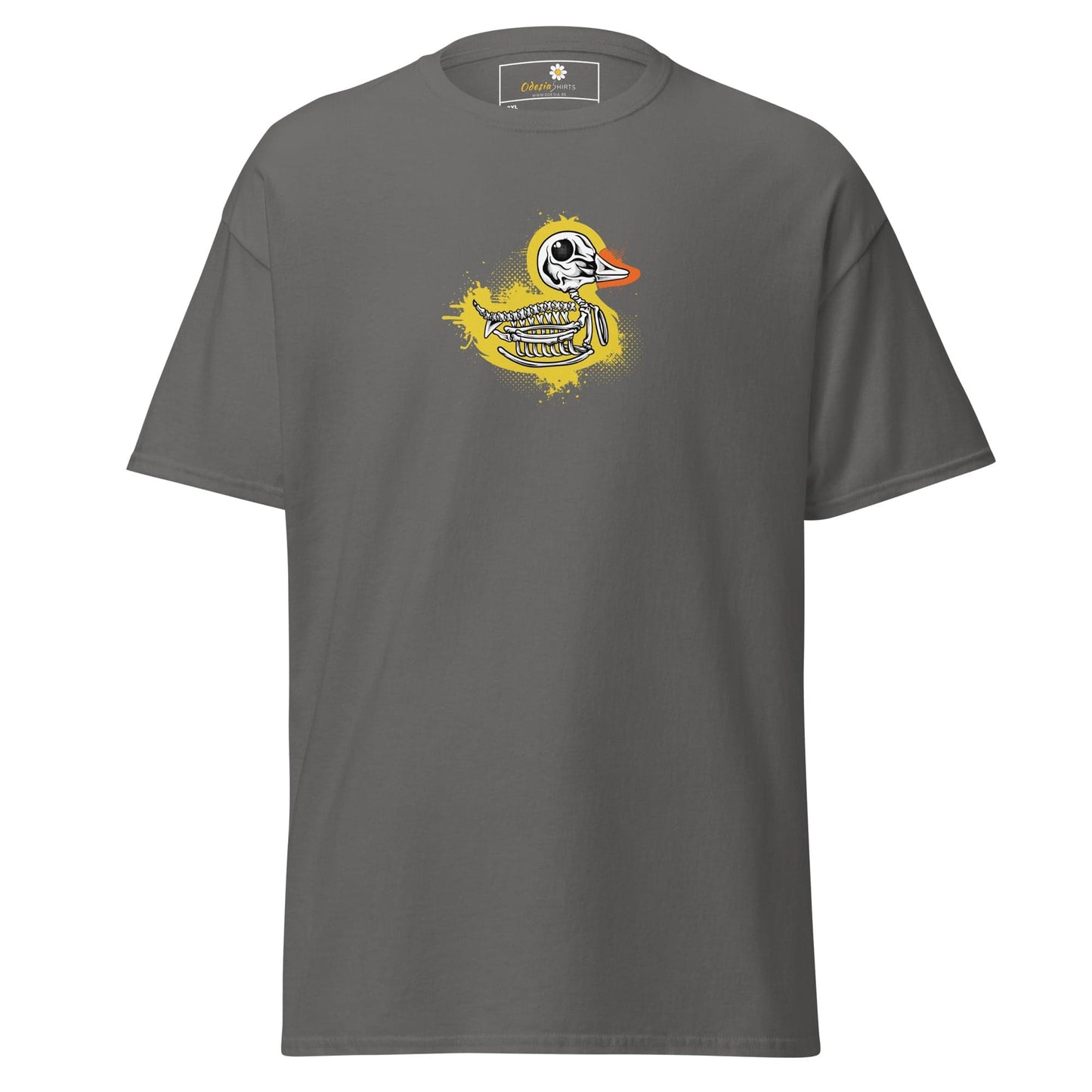Gray T-shirt with skeleton duck graphic, available in men’s and women’s sizes 2XL to 5XL