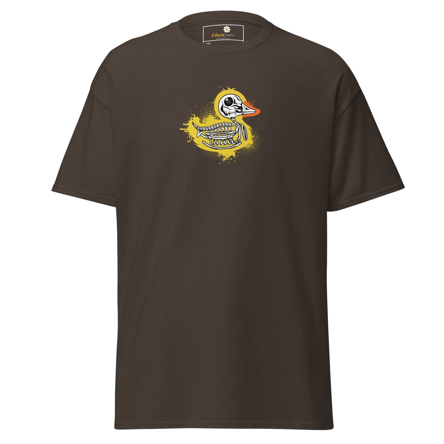 Brown T-shirt with duck skeleton graphic for men and women in 2XL to 5XL sizes