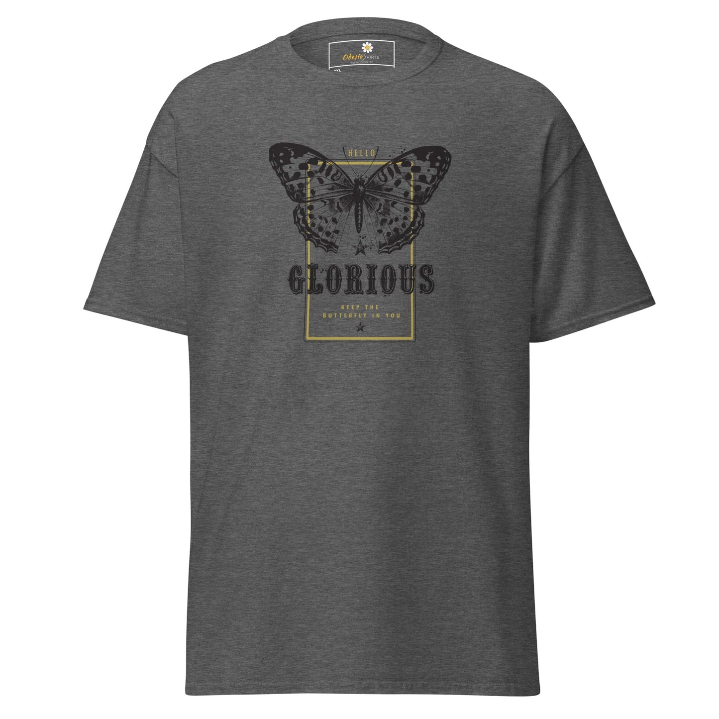 Gray T-Shirt with Butterfly Graphic for Men and Women in 2XL to 5XL sizes