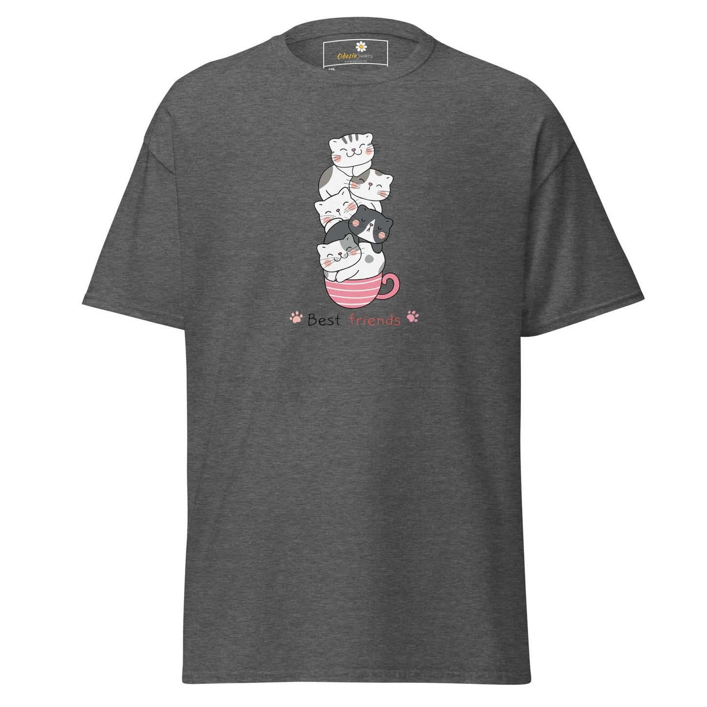 Gray T-shirt with Cat in a Cup design for Men and Women in 2XL to 5XL sizes