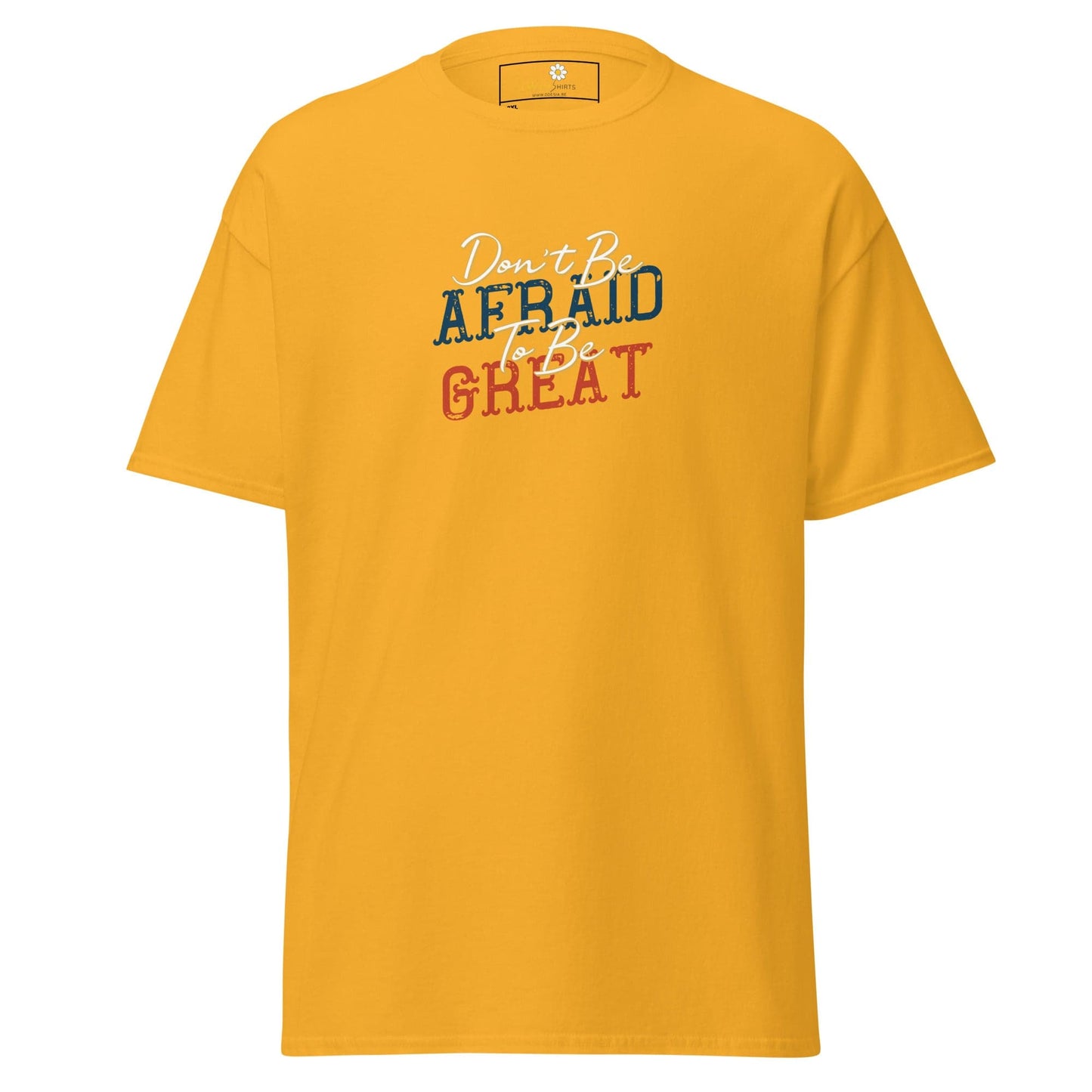 Yellow T-shirt with inspirational text from T-SHIRT DESIGN TEE for Men and Women in 2XL to 5XL