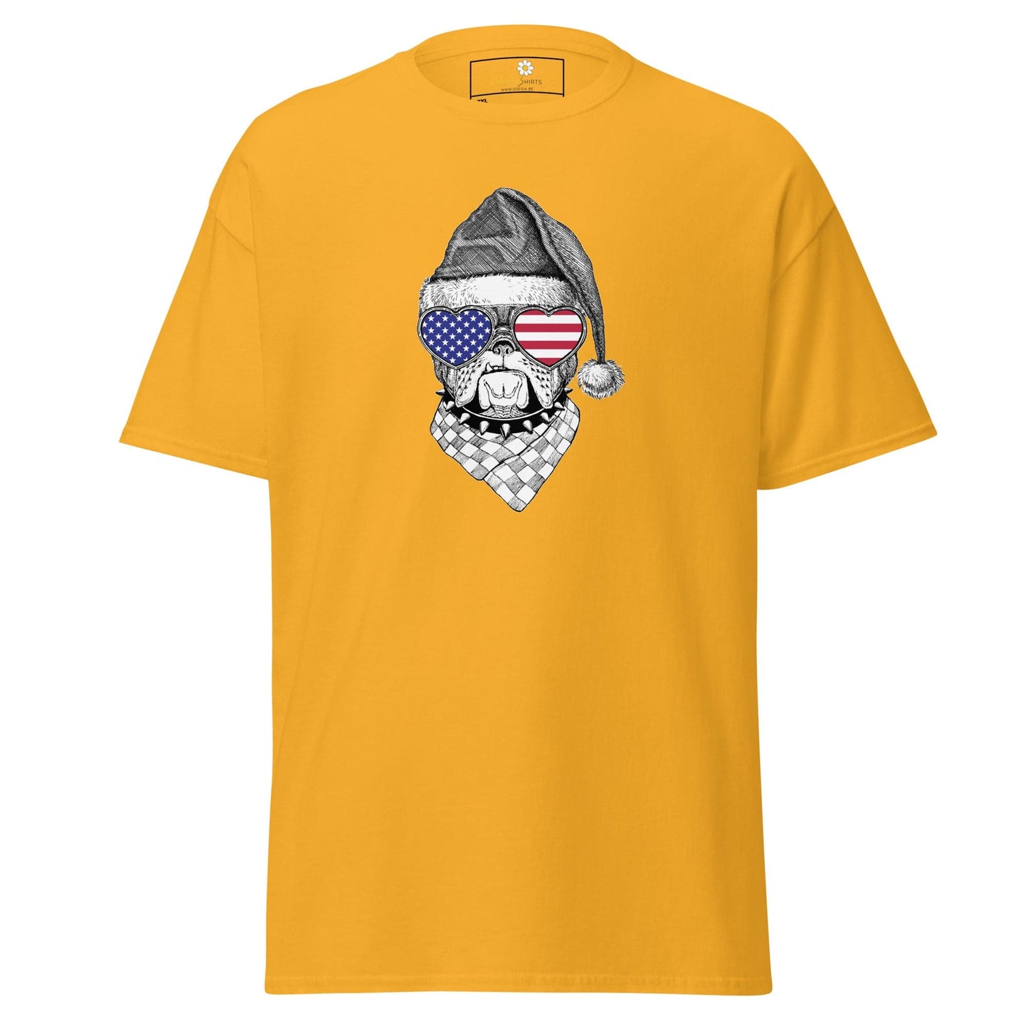 Yellow T-shirt with dog graphic for Men and Women in 2XL to 5XL sizes