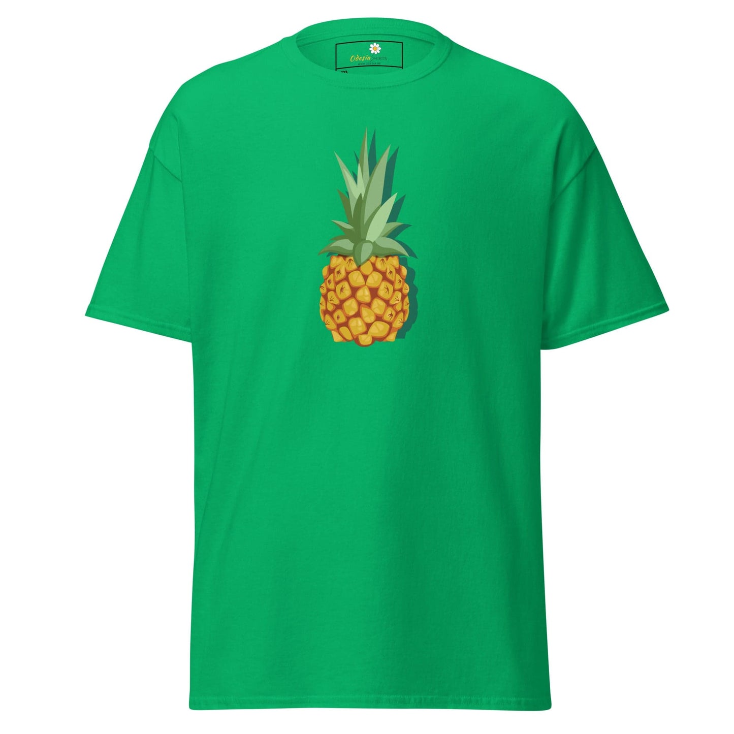 Green T-shirt with pineapple graphic, available in men’s and women’s sizes 2XL to 5XL