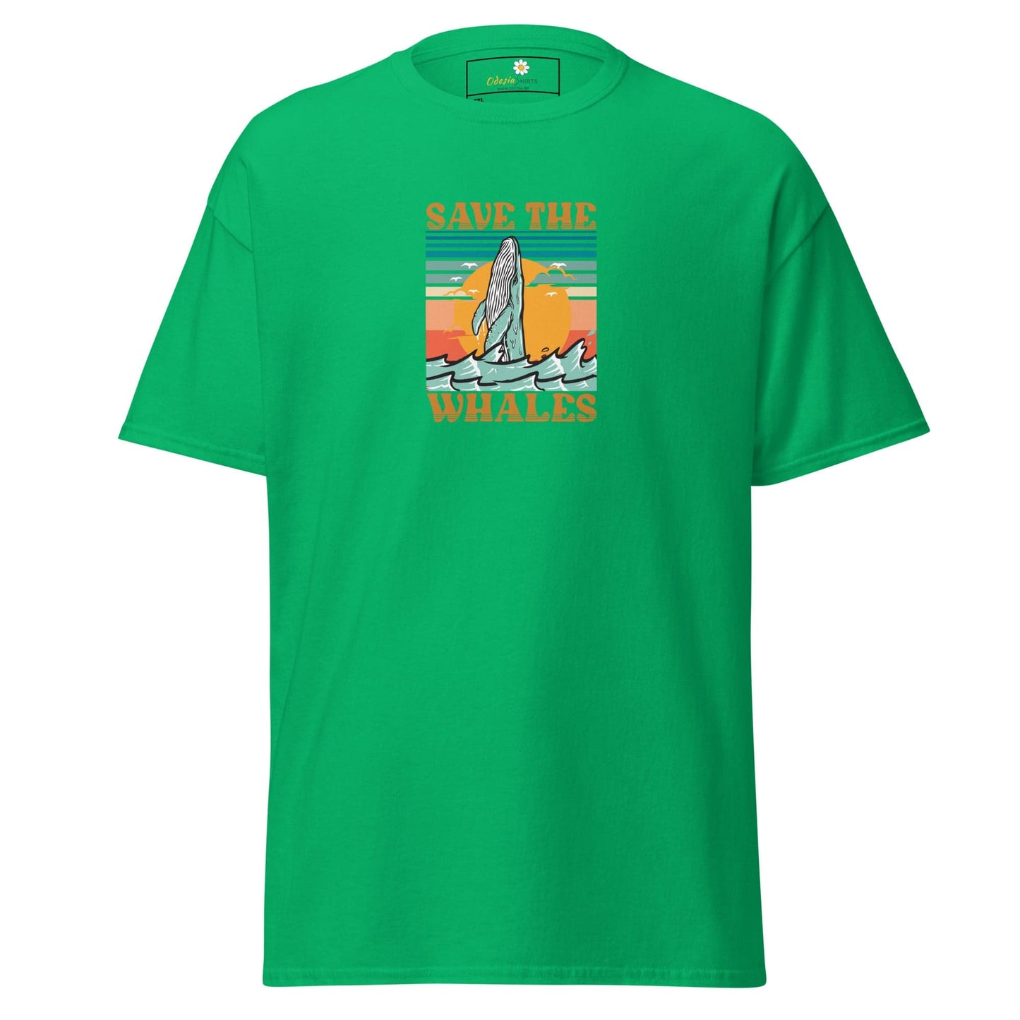 Green T-Shirt with Save the Whales graphic for Men and Women in 2XL to 5XL sizes