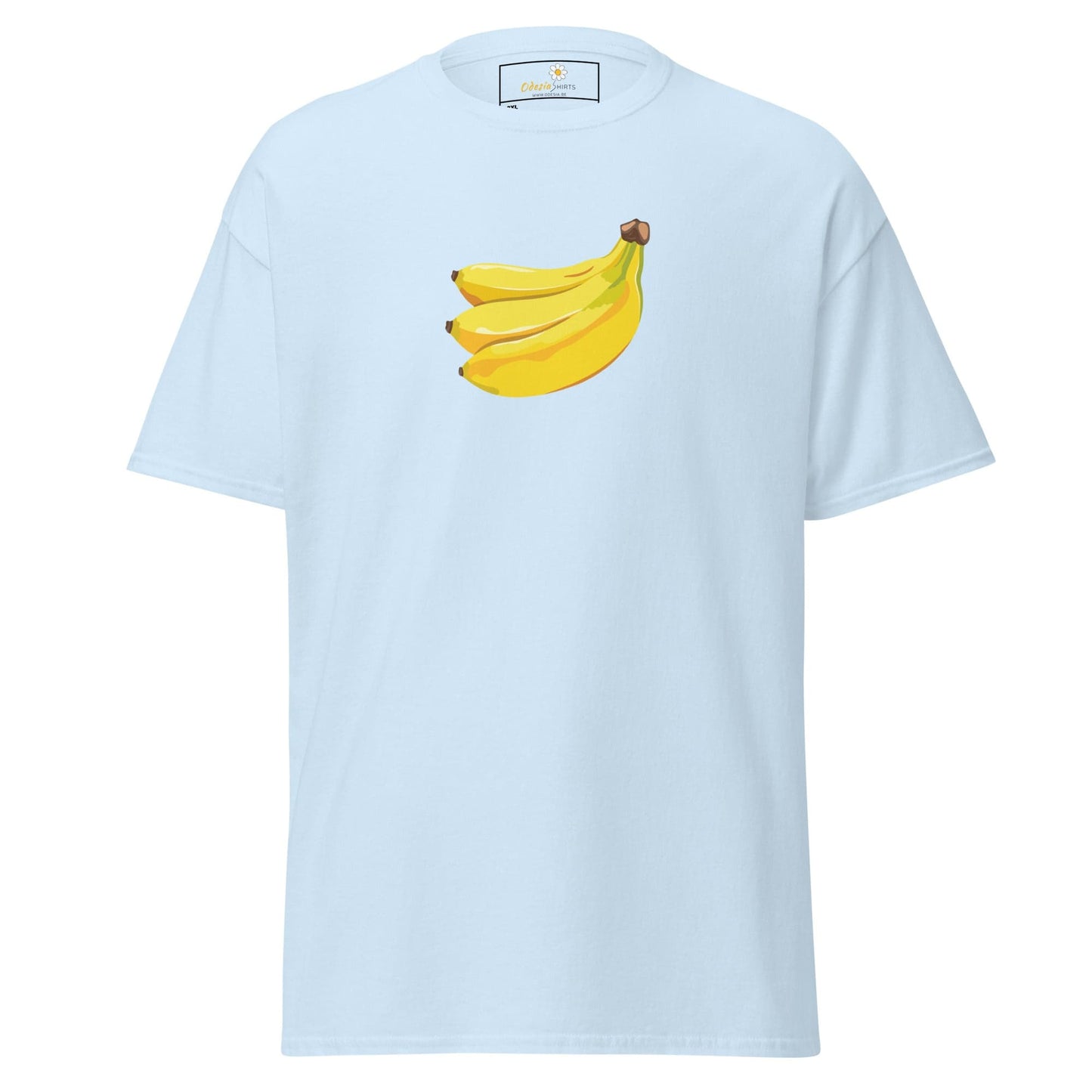 Light blue T-shirt with banana graphic, suitable for men and women in 2XL to 5XL size