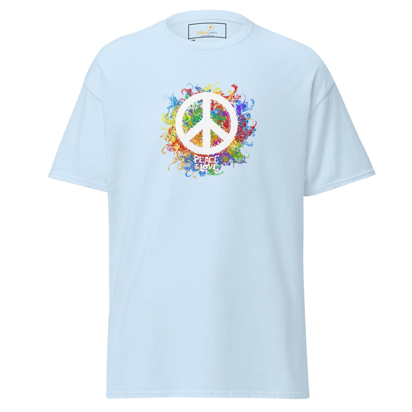 Light blue T-shirt with peace symbol from T-SHIRT DESIGN TEE for MEN and WOMEN sizes 2XL-5XL