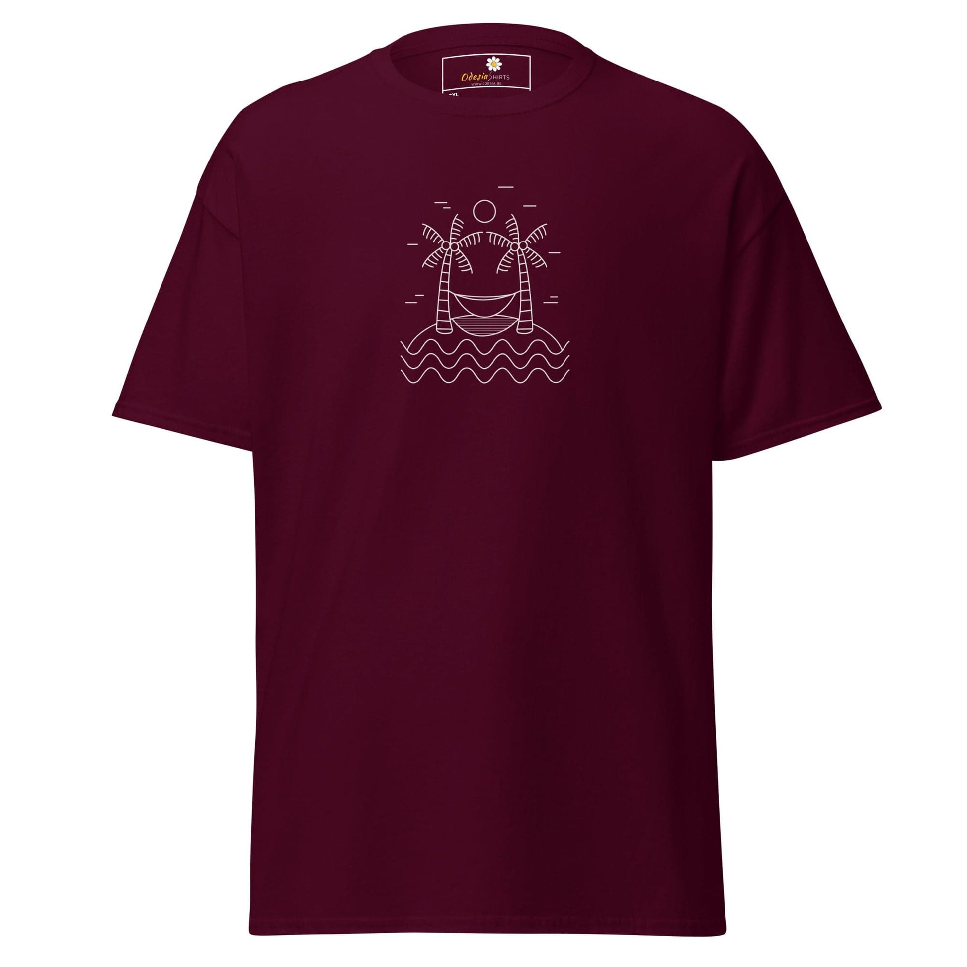 Maroon T-shirt with beach design for Men and Women in 2XL to 5XL sizes