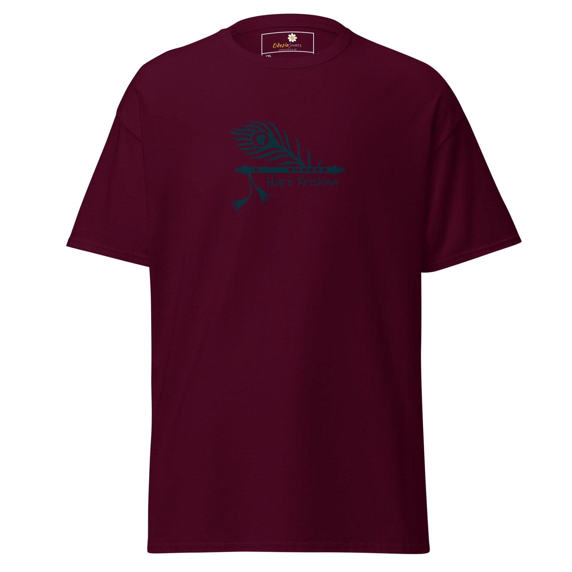 Maroon T-shirt with green graphic design for men and women in 2XL to 5XL sizes