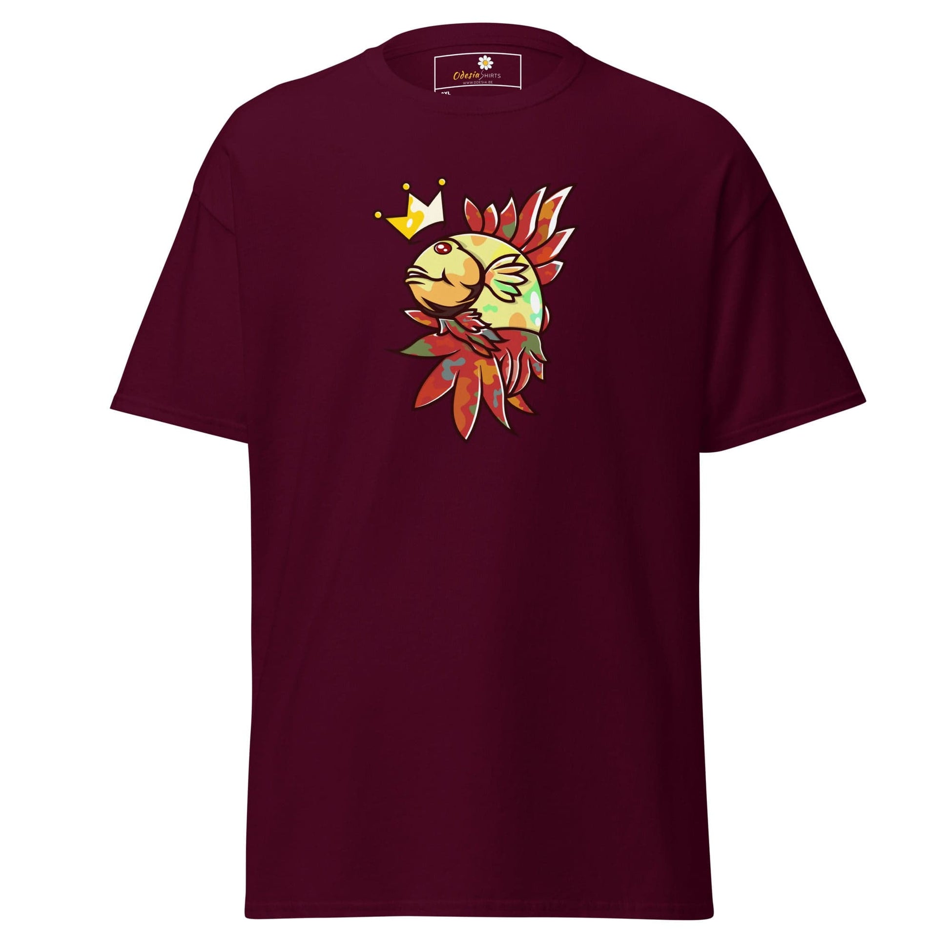 Maroon T-shirt with fish graphic in size 2XL to 5XL from T-SHIRT DESIGN TEE collection