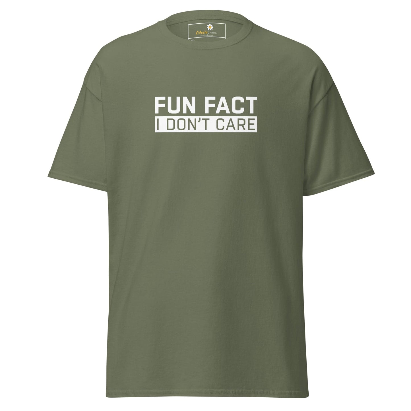 Olive green t-shirt.