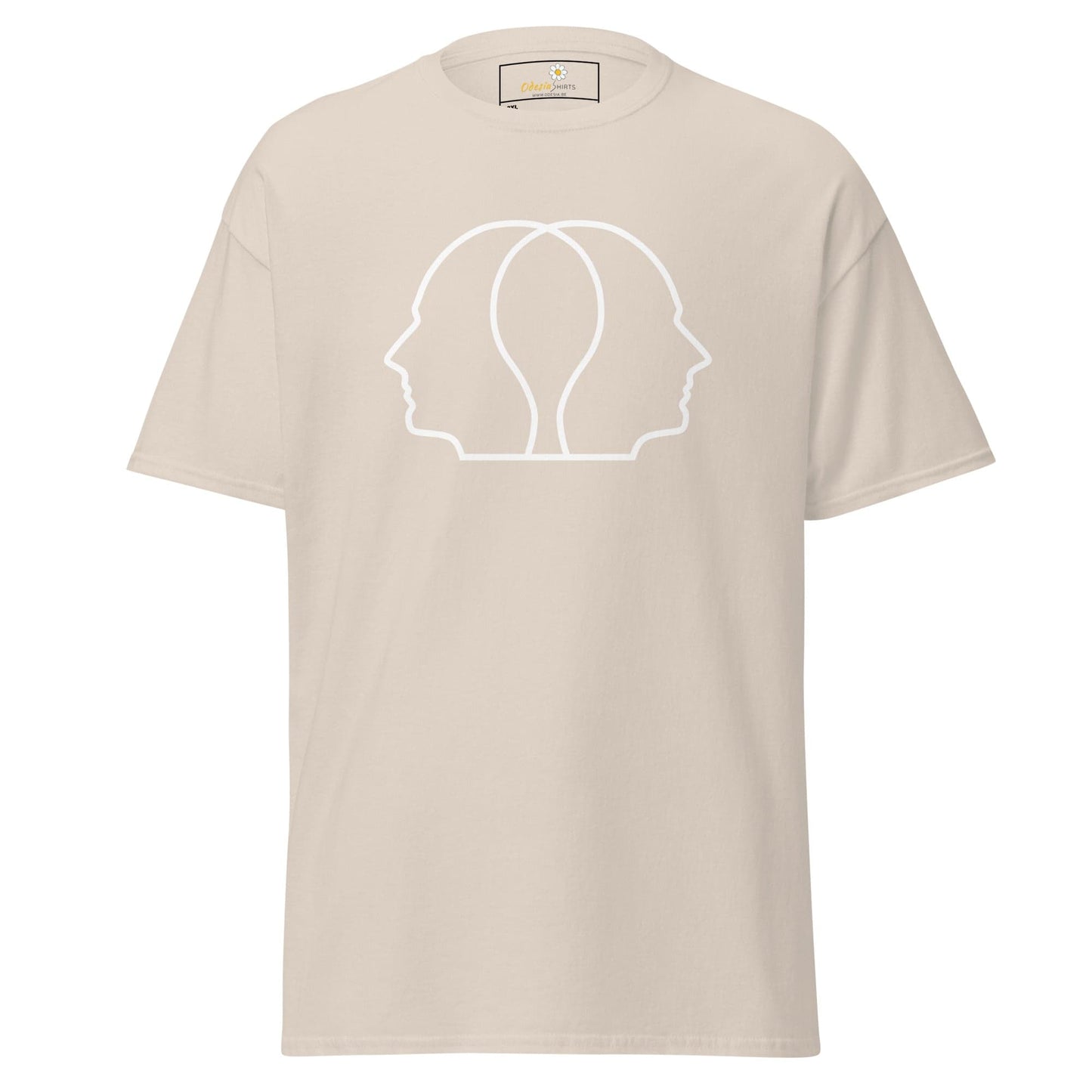 Beige T-shirt with face outline graphic from T-SHIRT DESIGN TEE for Men and Women