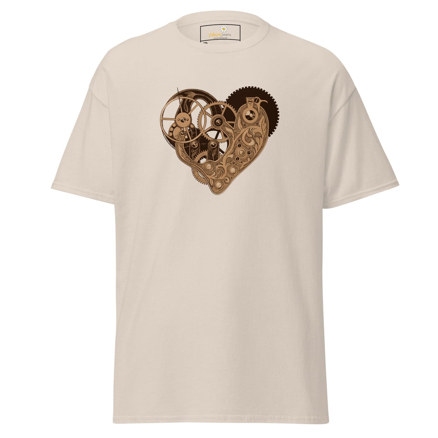 Beige T-Shirt with Steampunk Heart Design for Men and Women in 2XL to 5XL sizes