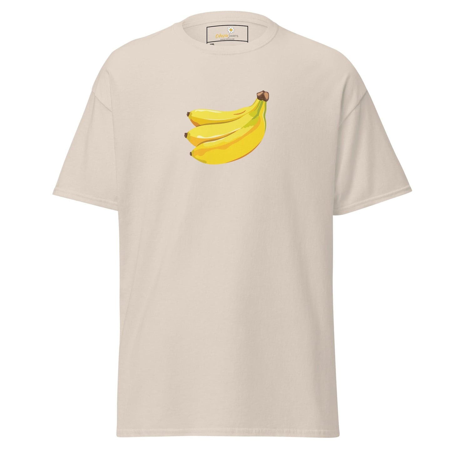 Beige T-shirt with banana graphic for men and women in sizes 2XL to 5XL
