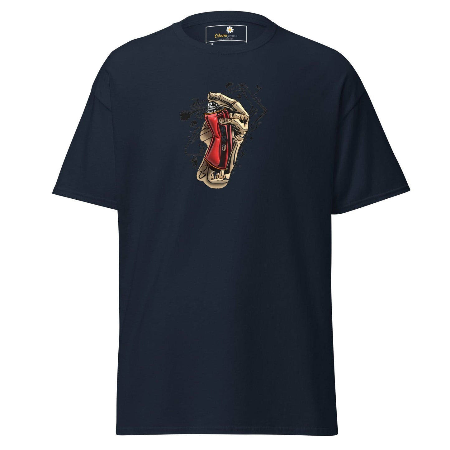 Navy blue t-shirt.