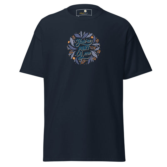 Navy blue t-shirt with floral design for men and women in sizes 2XL to 5XL