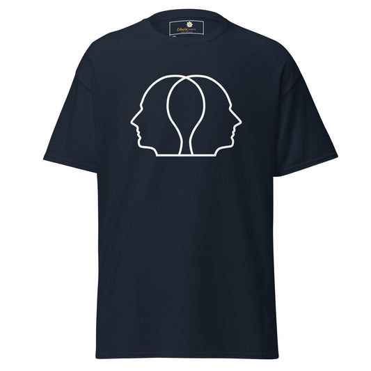 Navy blue T-shirt with white head silhouette graphic for men and women in 2XL to 5XL sizes
