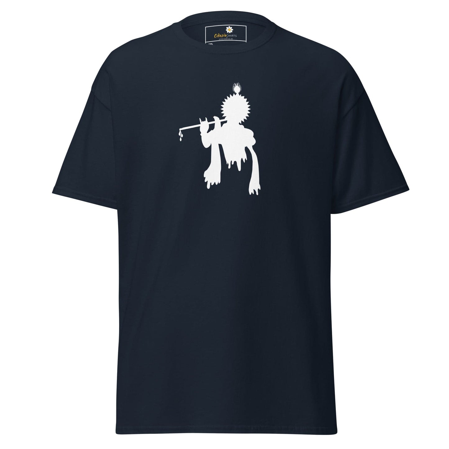 Navy T-shirt with white Krishna graphic for men and women sizes 2XL to 5XL