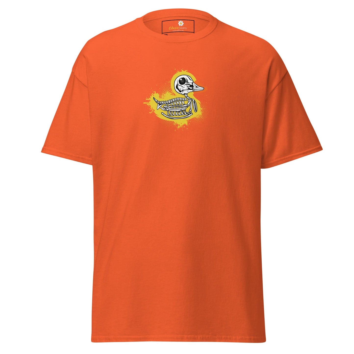 Orange T-shirt with duck skeleton graphic in the MEN WOMEN T-SHIRT DESIGN TEE collection