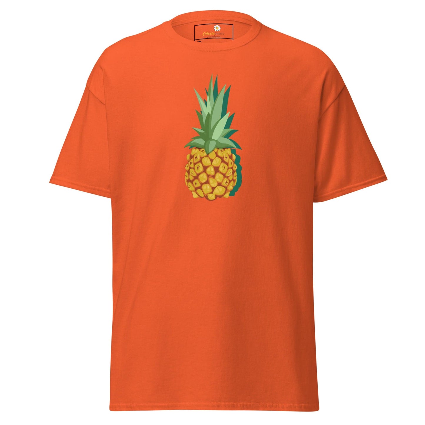 Orange T-shirt with pineapple graphic from T-SHIRT DESIGN TEE for Men and Women