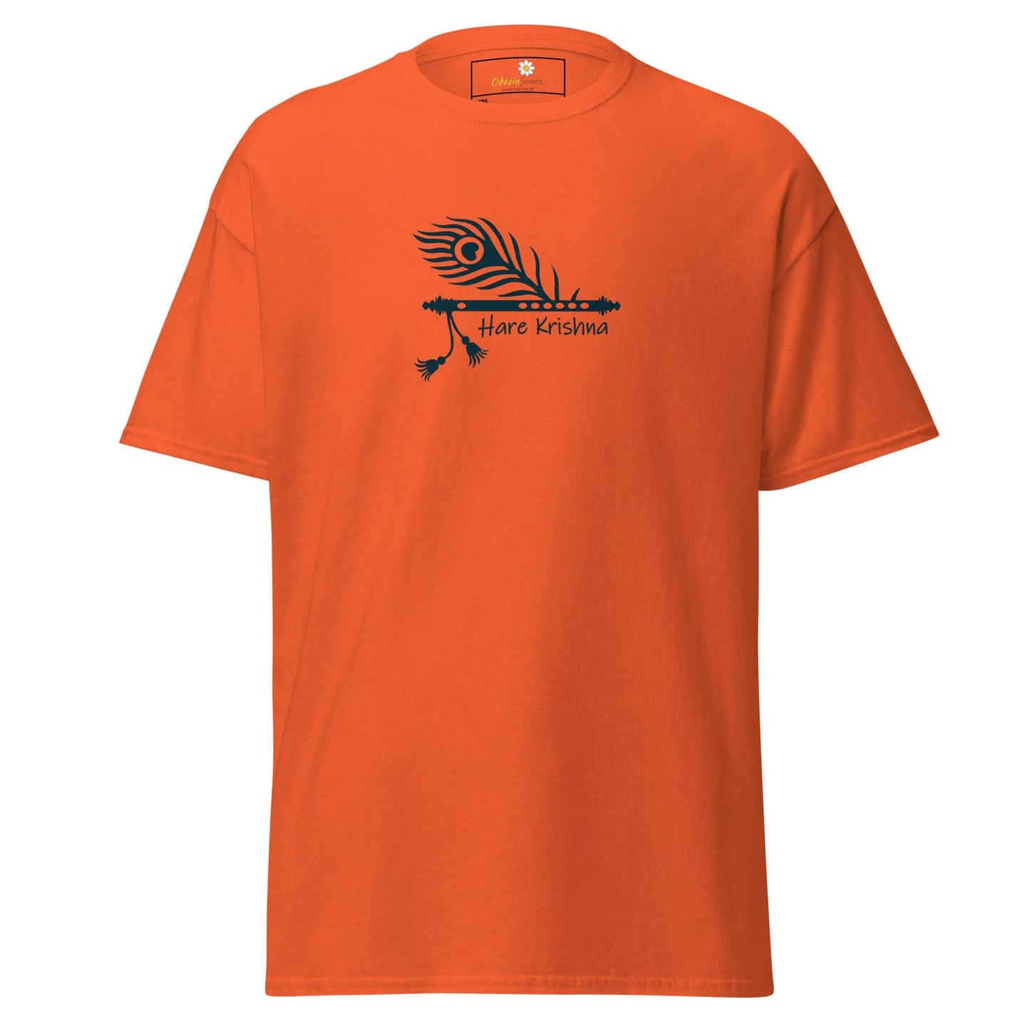 Orange T-shirt with flute and feather design for Men and Women in 2XL to 5XL sizes