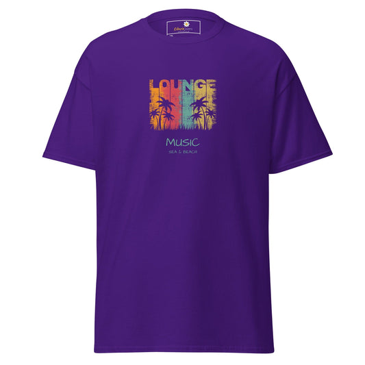 Purple T-shirt with lounge music graphic for Men and Women in 2XL to 5XL sizes