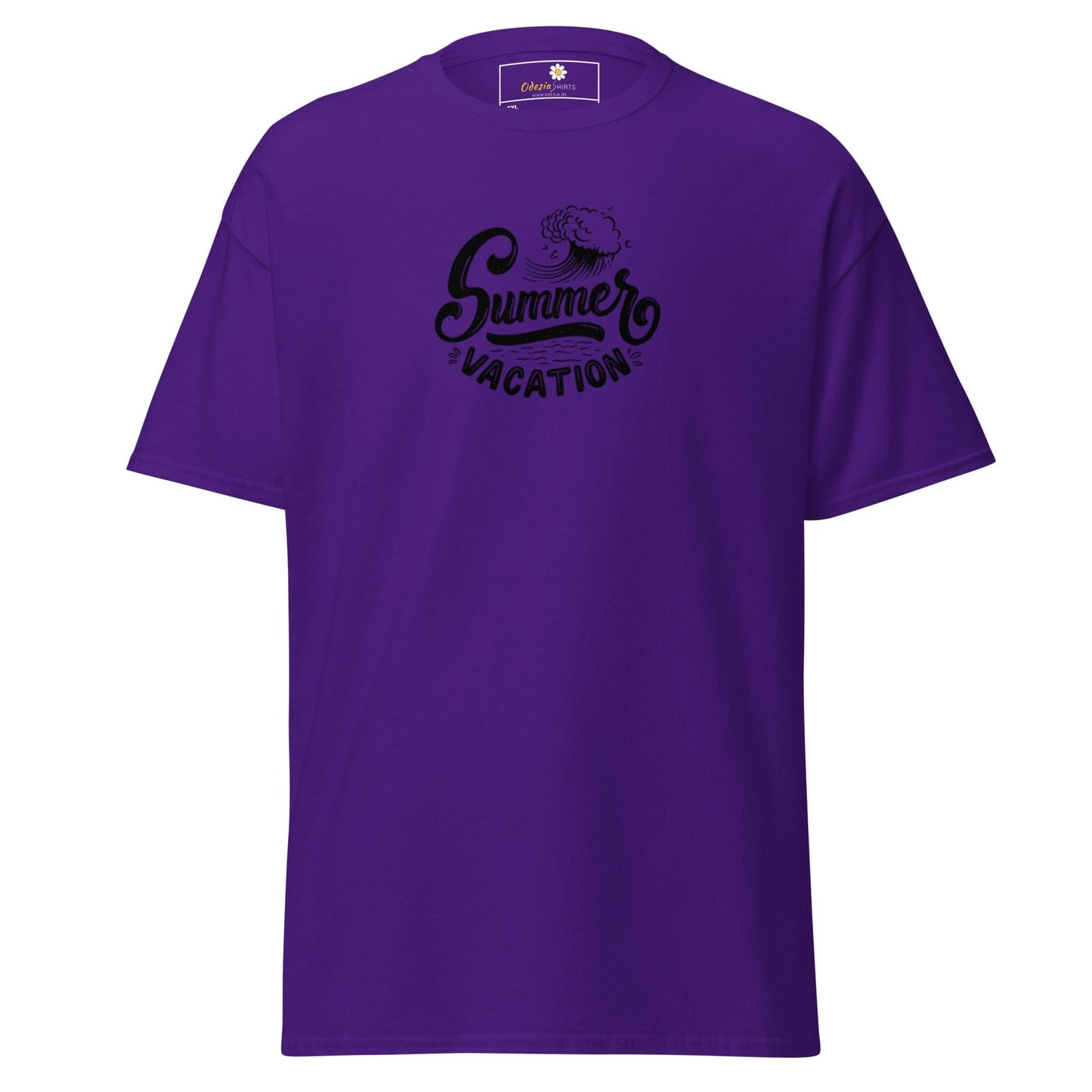 Purple T-shirt with Summer Vacation graphic for Men and Women in 2XL to 5XL sizes
