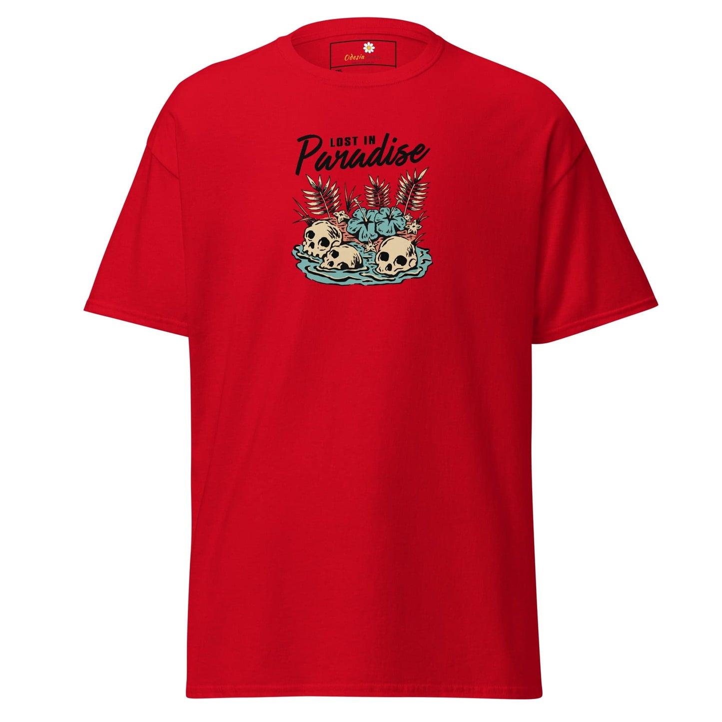 Red T-shirt with skull graphic from T-SHIRT DESIGN TEE for Men and Women, 2XL to 5XL