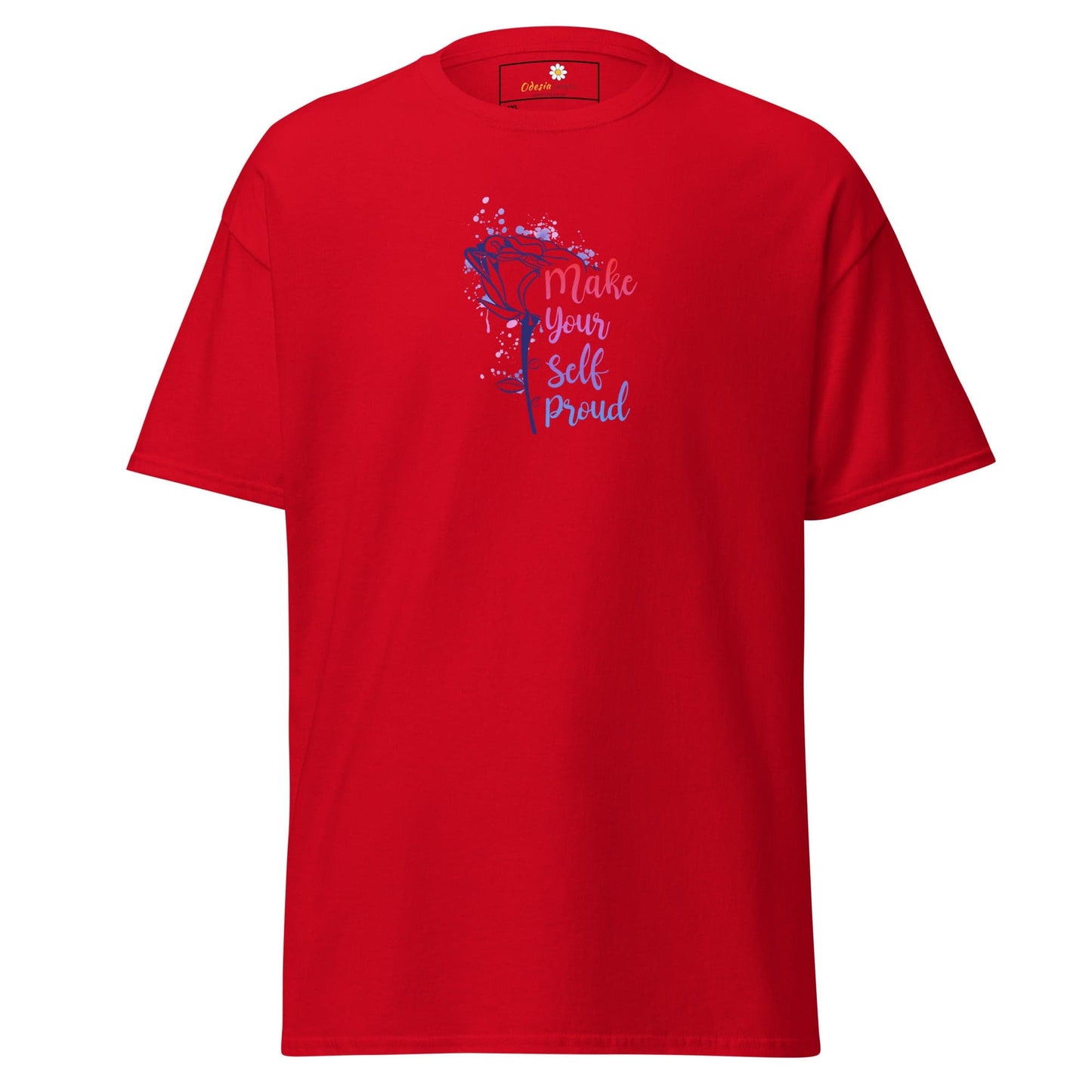 Red T-shirt with graphic design for Men and Women in sizes 2XL to 5XL