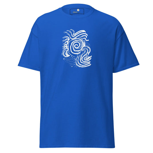 Blue T-shirt with white abstract design from T-SHIRT DESIGN TEE for Men and Women