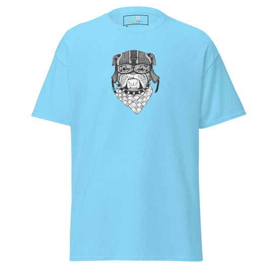 Light blue T-shirt with bulldog graphic from T-SHIRT DESIGN TEE for Men and Women