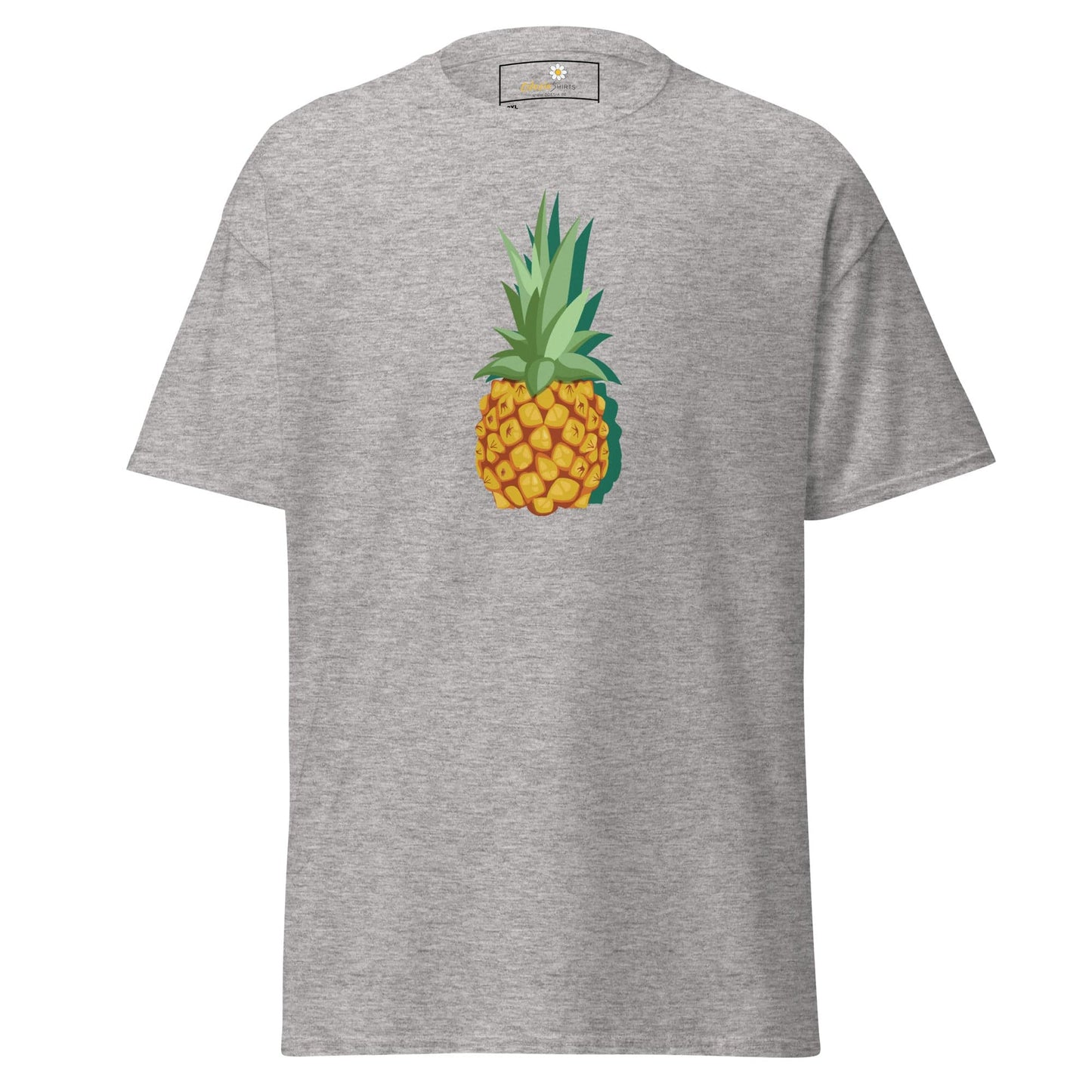 Gray T-shirt with pineapple graphic, suitable for Men and Women sizes 2XL to 5XL
