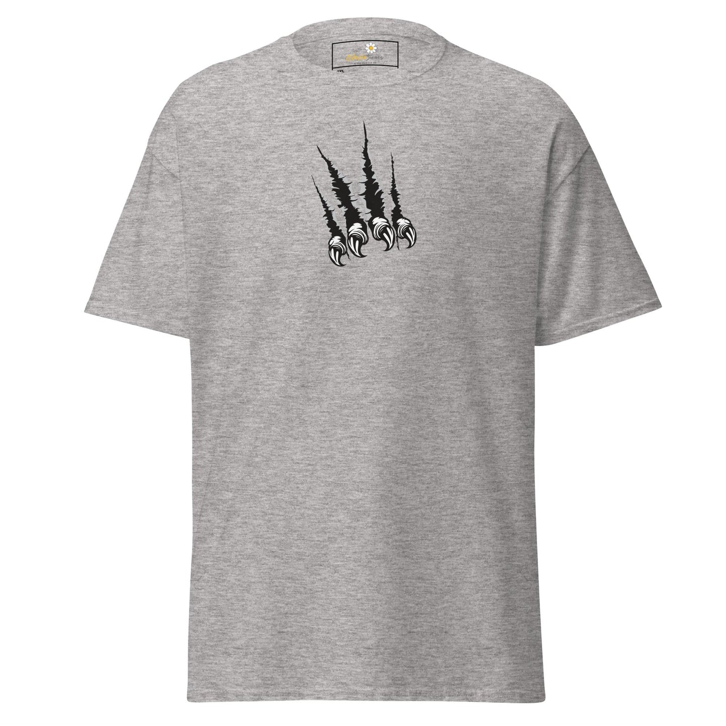 Gray T-shirt with claw mark design for Men and Women in 2XL to 5XL sizes