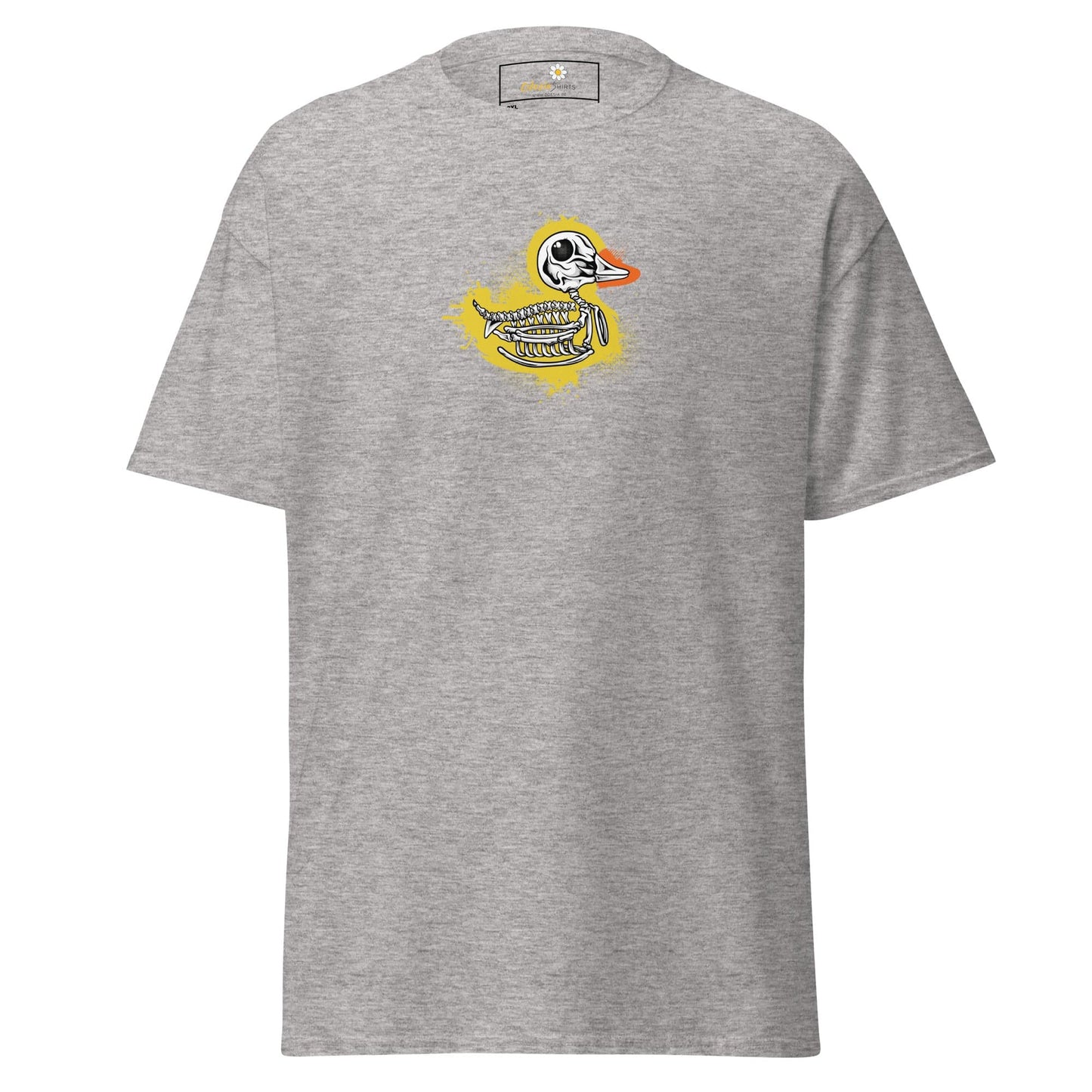 Gray T-shirt featuring a duck skeleton design for men and women in 2XL to 5XL sizes