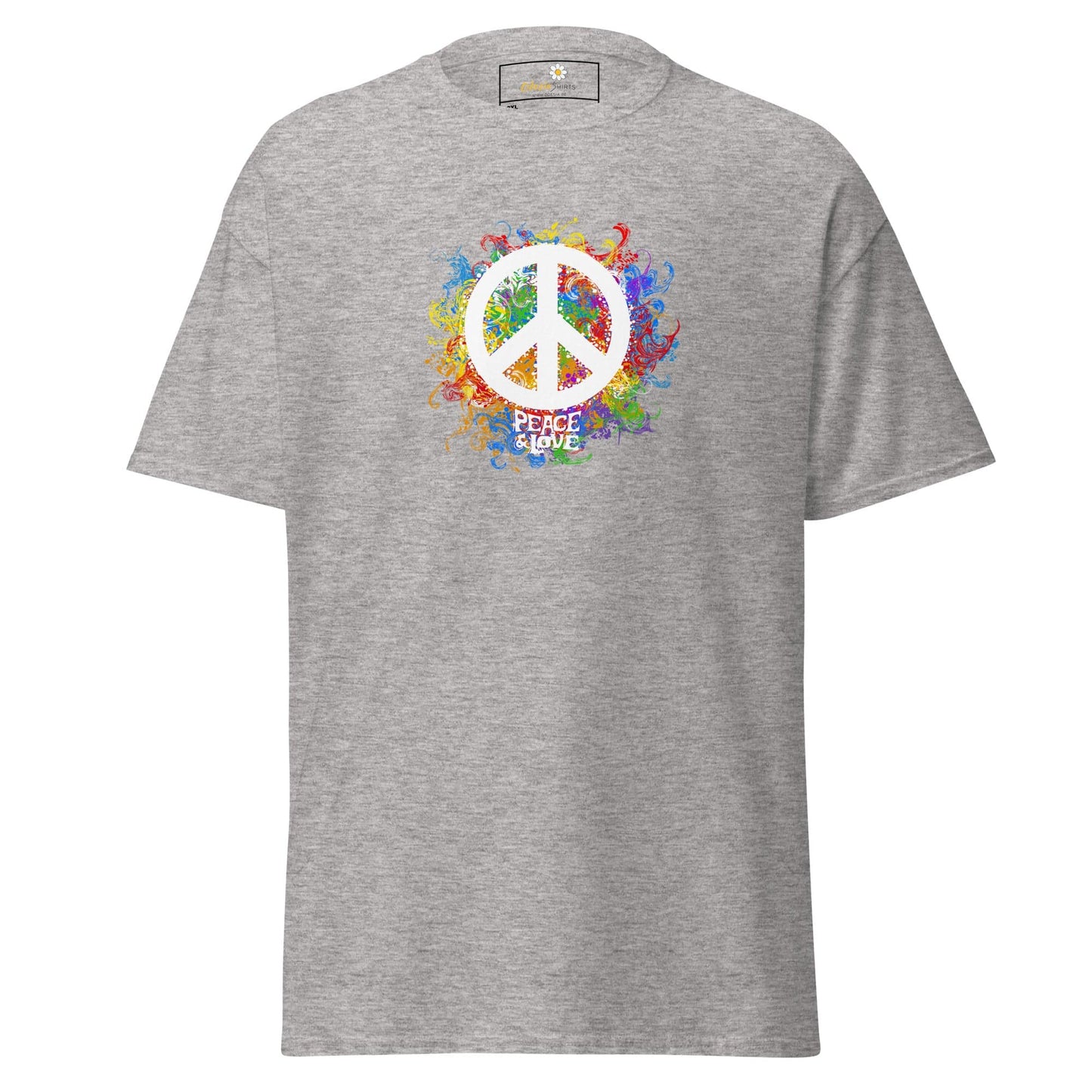 Gray T-shirt with peace symbol from T-SHIRT DESIGN TEE for Men and Women, 2XL to 5XL