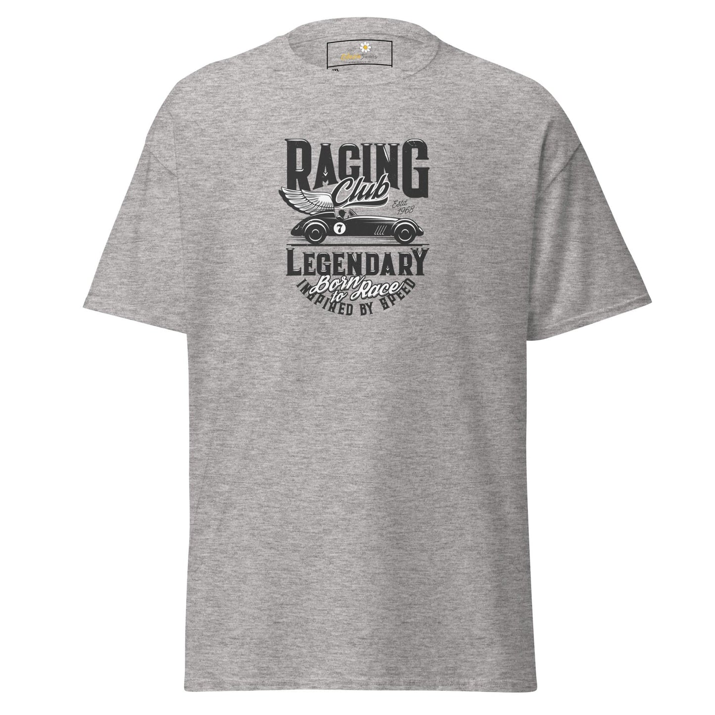 Gray racing club t-shirt.