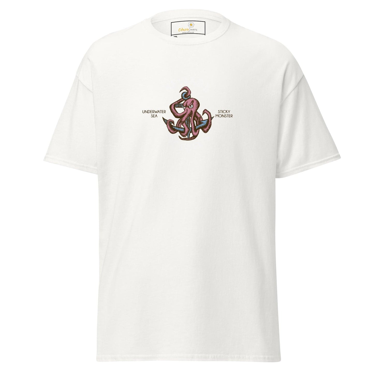 White T-shirt with octopus graphic from T-SHIRT DESIGN TEE for Men and Women in 2XL to 5XL