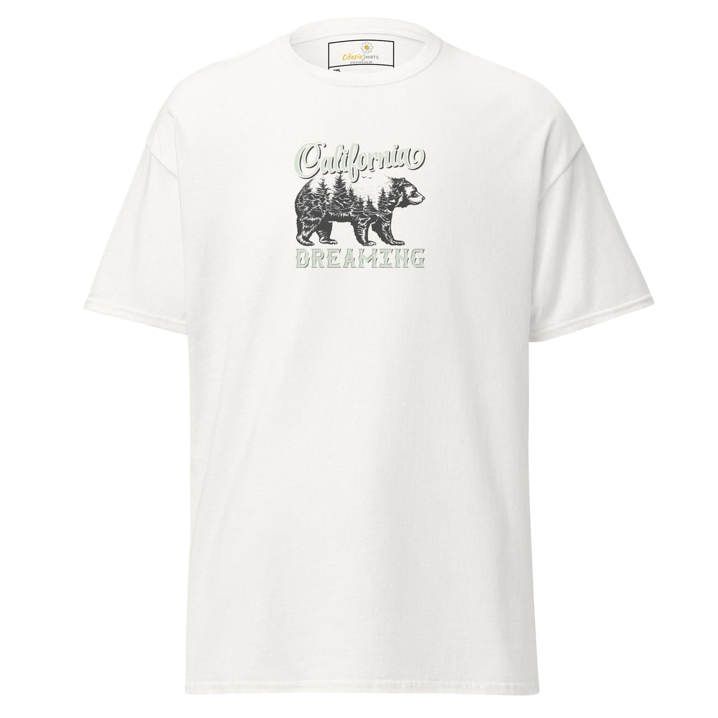 White T-shirt with bear graphic, available in men’s and women’s sizes 2XL to 5XL